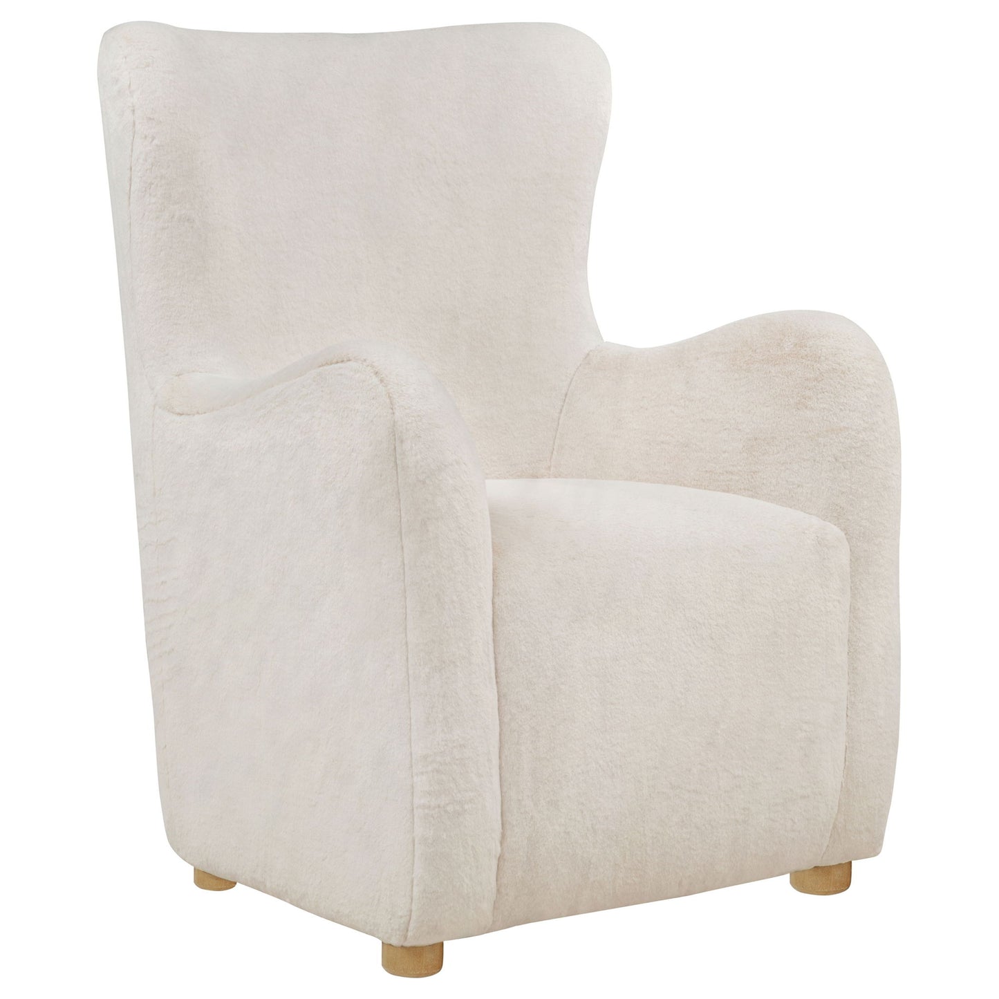 Thornton Faux Fur Upholstered Wingback Lounge Accent Chair Cream