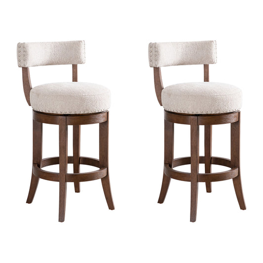 Mystic - Solid Wood Upholstered 26" Counter Height Swivel Barstool