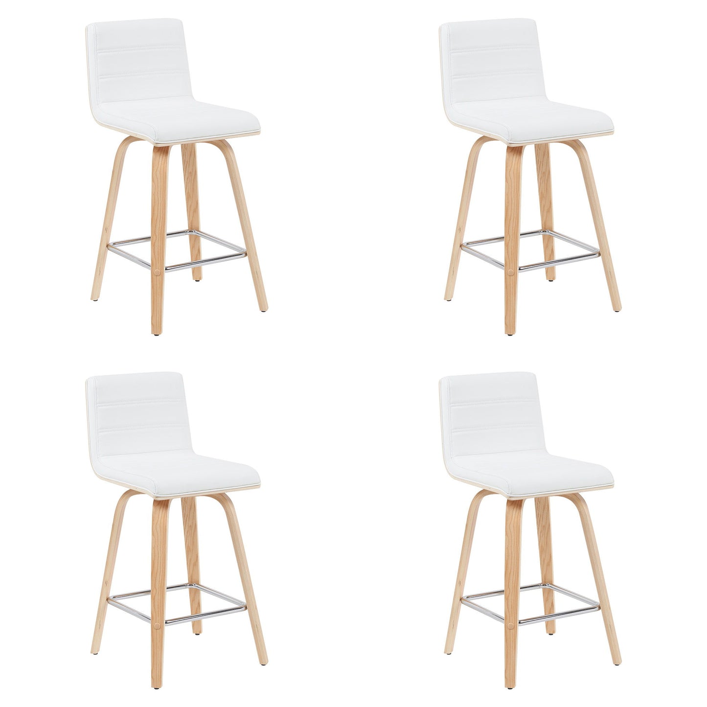 Vienna - Modern Counter Height Swivel Bar Stool - Patterned Oak Wood Frame