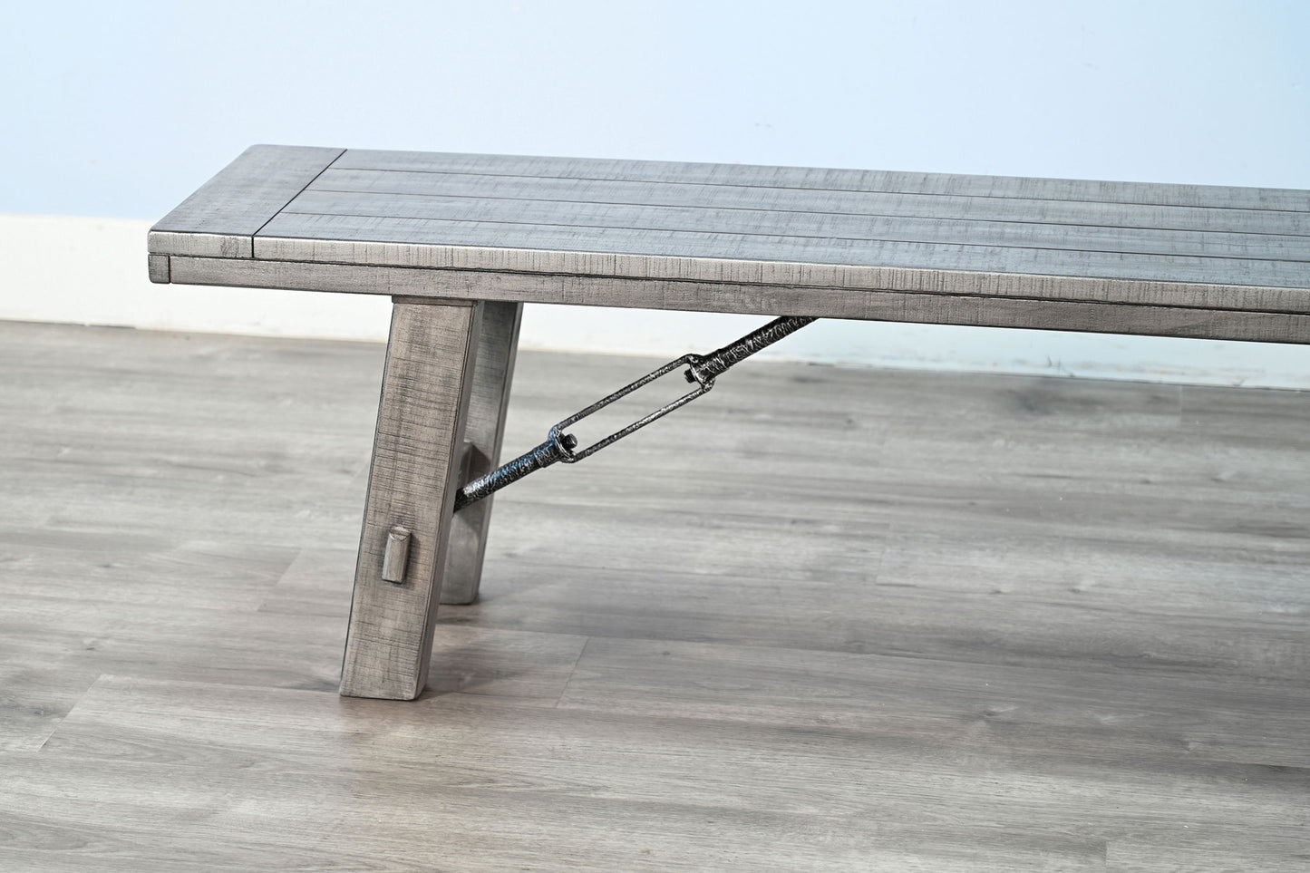 Alpine - Bench With Turnbuckle, Wood Seat - Gray