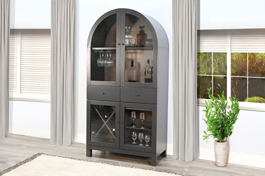 Arched Wine Bar Cabinet - Black Magic