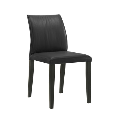 Velena - Full Back Top Grain Leather Upholstered Wood Dining Chairs (Set of 2) - Black