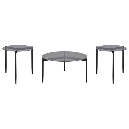 Rosalie 3-piece Round Coffee and End Table Set Grey
