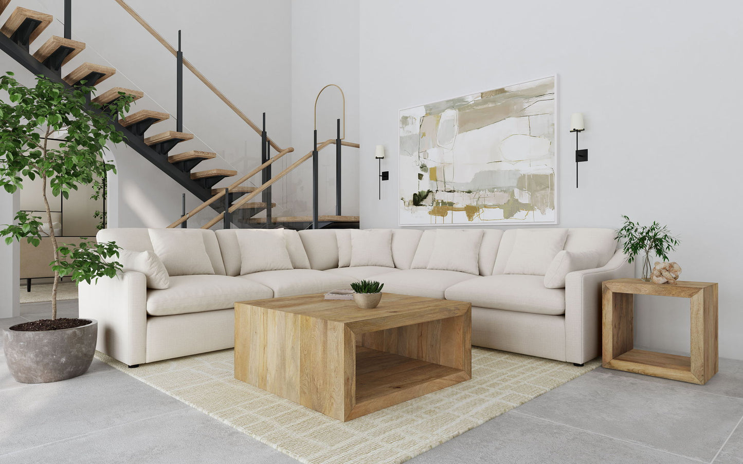Hobson 5-piece Upholstered Modular Sectional Sofa Ivory