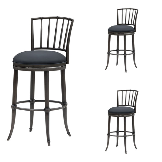 Vince - Commercial Grade Steel Frame Faux Leather Upholstered Swivel Bar Height Barstool