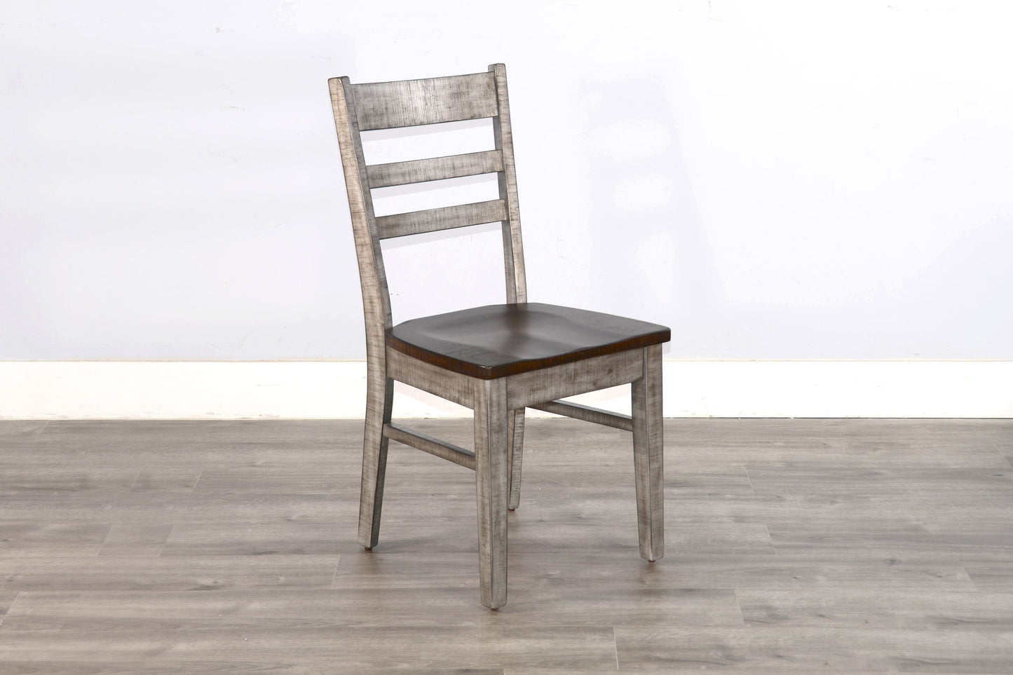 Homestead Hills - Ladderback Chair, Wood Seat (Set of 2) - Tobacco Leaf / Alpine Gray