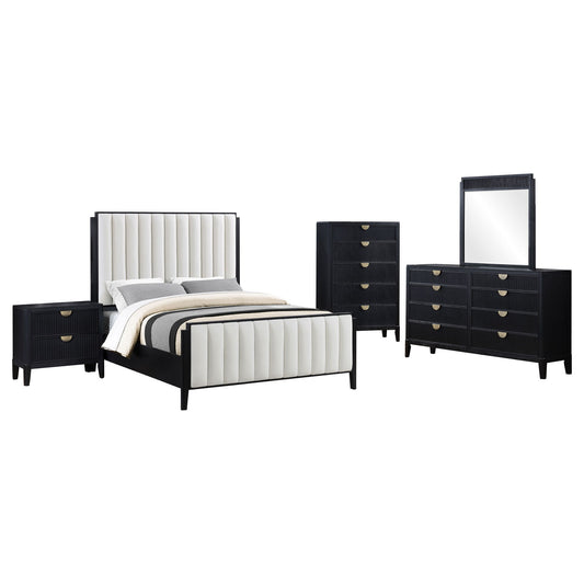 Brookmead 5-piece Upholstered Queen Bedroom Set Black
