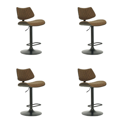 Leland - Adjustable Swivel Curved Back Wood Bar Stool With Faux Leather Seat