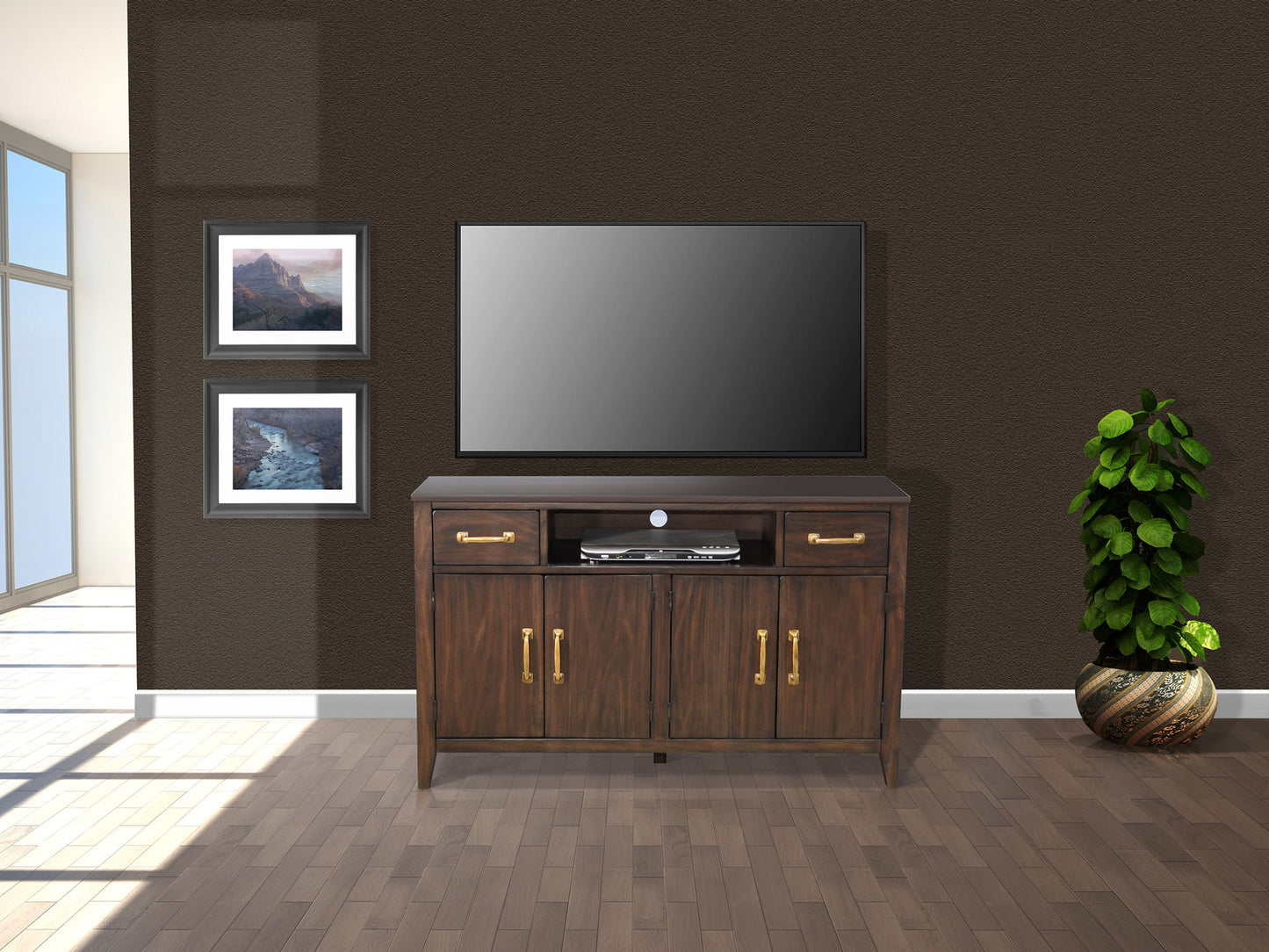Media Console With Two Cabinets