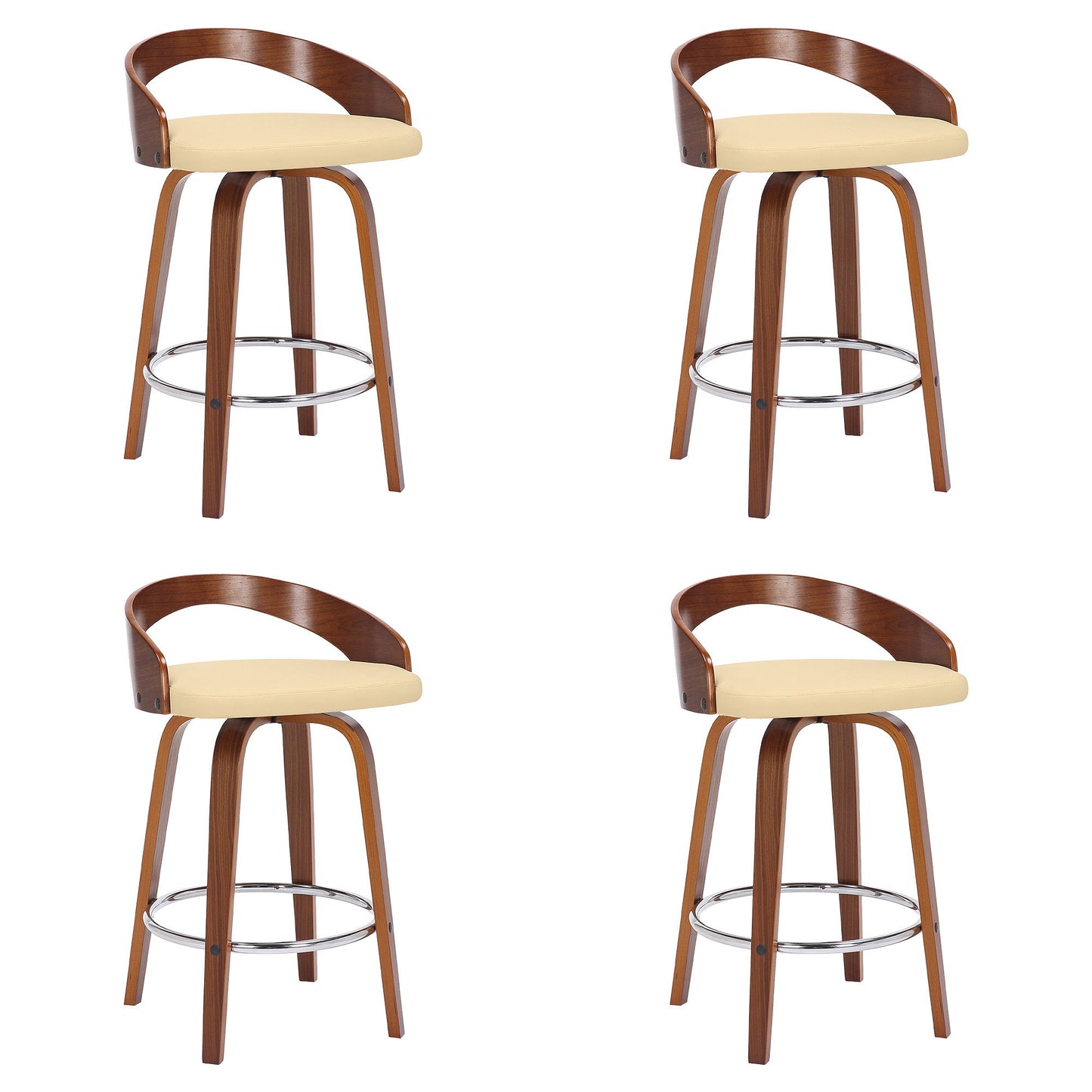Sonia - 26" Counter Height Swivel Bar Stool - Walnut Wood