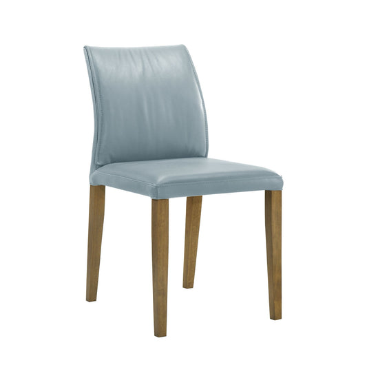 Velena - Full Back Top Grain Leather Upholstered Wood Dining Chairs (Set of 2) - Blue