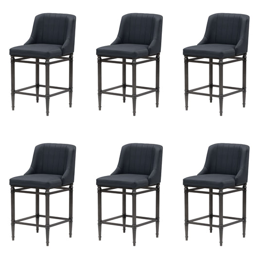 Marvin - Steel Frame Faux Leather Upholstered Counter Height Barstool