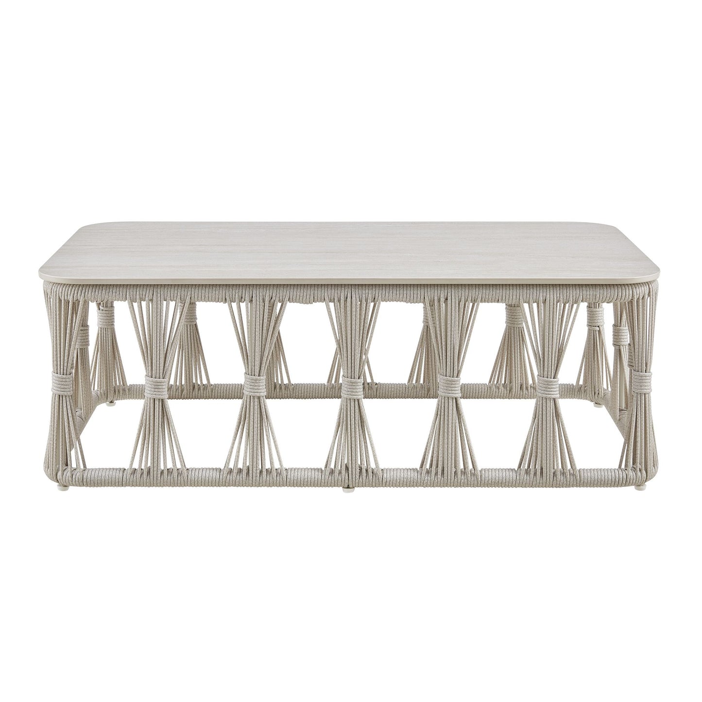 Breeze - Powder Coated Metal Rectangle Outdoor Coffee Table With Sintered Stone Table Top - Cream