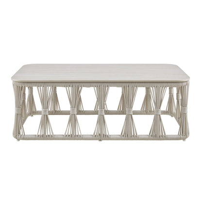 Breeze - Powder Coated Metal Rectangle Outdoor Coffee Table With Sintered Stone Table Top - Cream