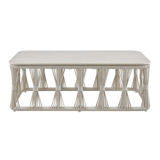 Breeze - Powder Coated Metal Rectangle Outdoor Coffee Table With Sintered Stone Table Top - Cream