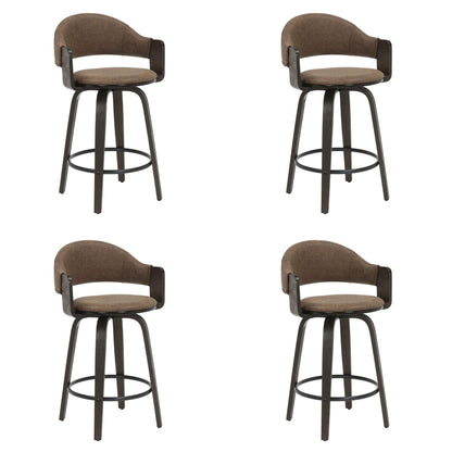 Daxton - Swivel Counter Height Round Back Wood Bar Stool With Faux Leather Seat