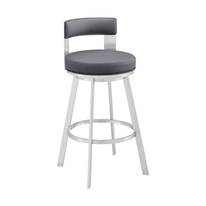 Lynof - Swivel Bar Stool - Brushed Stainless Steel Finish