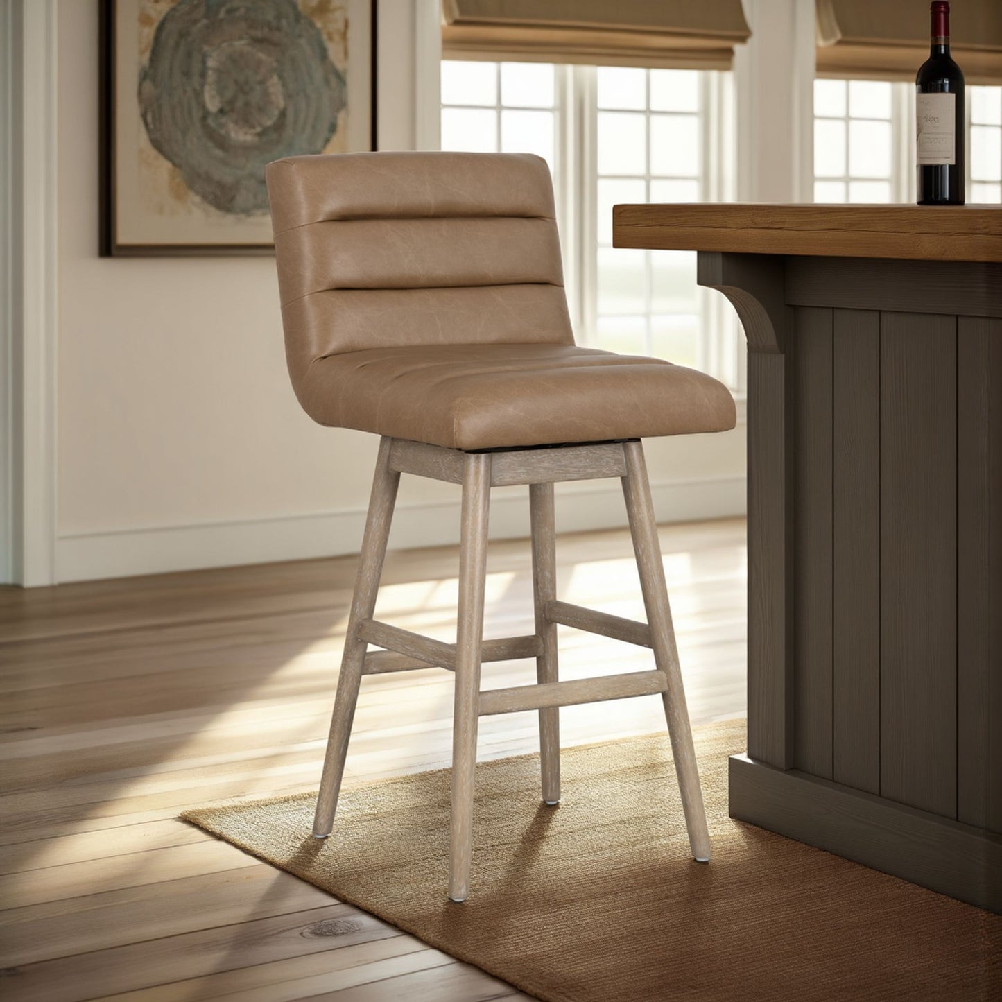 Elias - Swivel Rubberwood Barstool