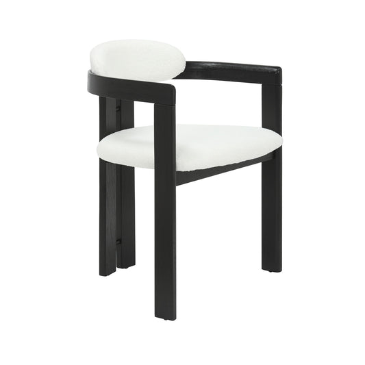 Jazmin - Curved Back Wood Dining Chair With Boucle Fabric Seat Set