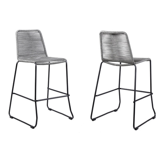 Shasta - 26" Outdoor Metal And Rope Stackable Barstool