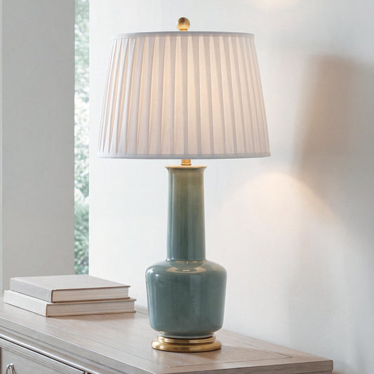 Webbington - Ceramic Table Lamp - Teal / Gold Finish