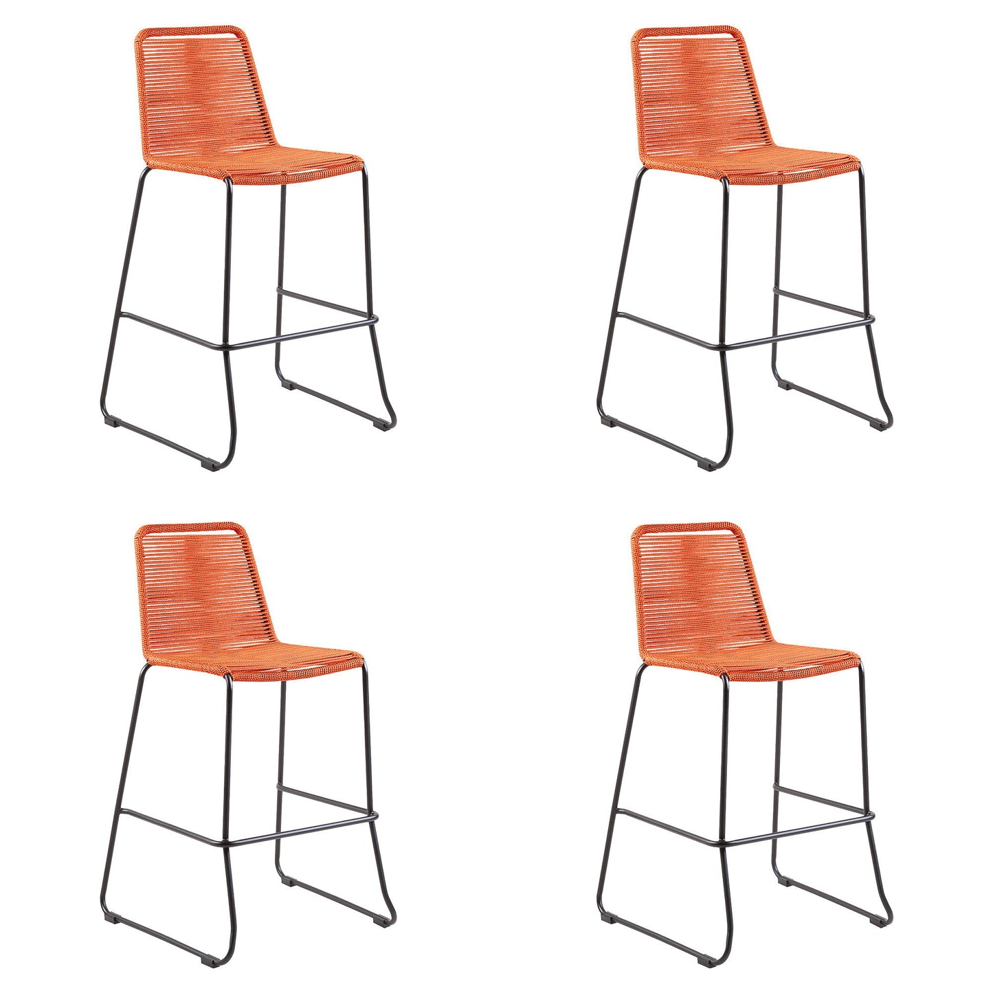 Shasta - 30" Outdoor Metal And Rope Stackable Barstool