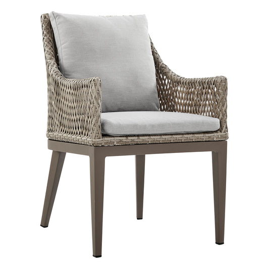 Silvana - Outdoor Wicker And Aluminum Dining Chair With Cushions (Set of 2) - Gray / Beige