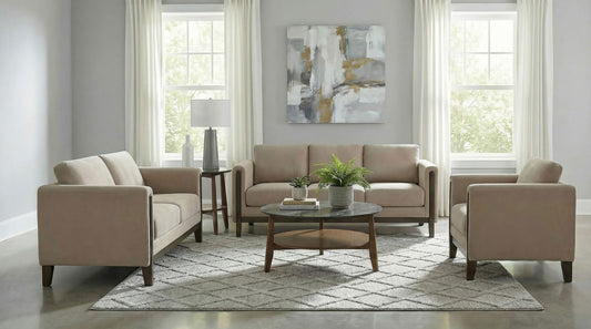 Islington 3-piece Upholstered Panel Arm Sofa Set Taupe