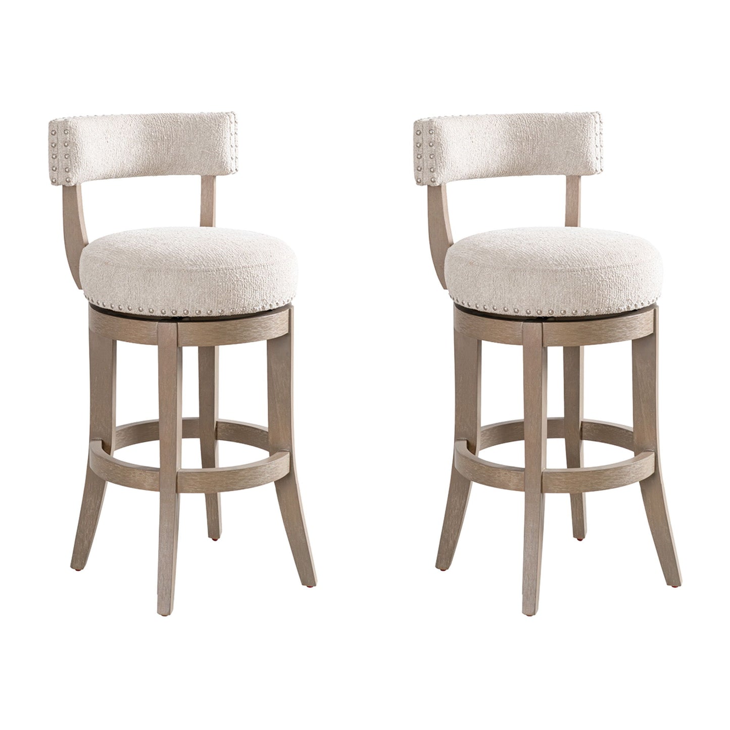 Mystic - Solid Wood Upholstered 30" Bar Height Swivel Barstool