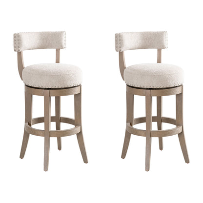 Mystic - Solid Wood Upholstered 30" Bar Height Swivel Barstool
