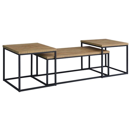 Straden 3-piece Engineered Wood Coffee Table Set Mango and Black