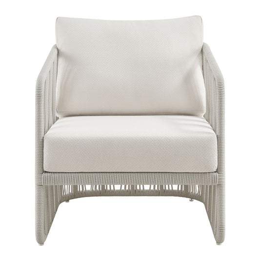 Breeze - Cream Metal Outdoor Club Chair With Cushions - Pearl