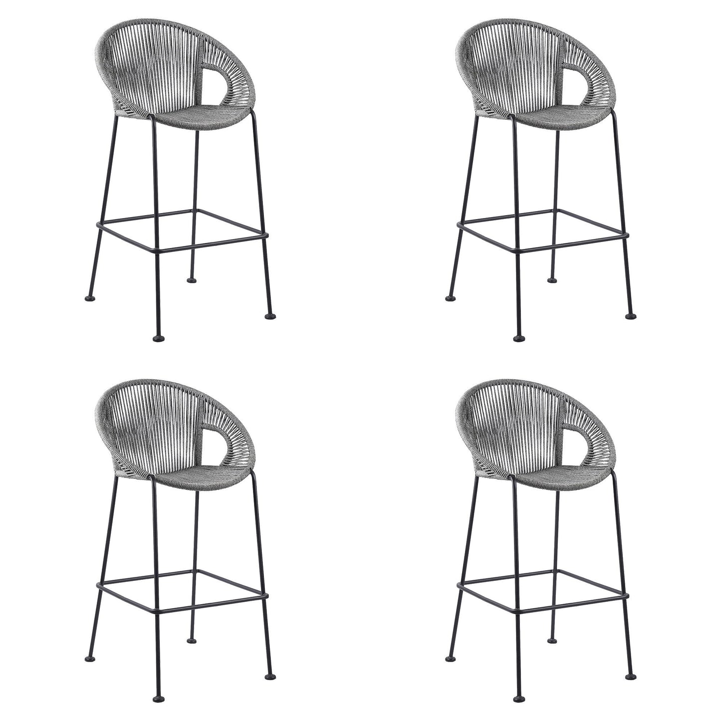 Acapulco - Indoor Outdoor Steel Bar Stool With Rope Set