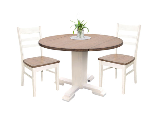 Drop Leaf Round Table - Buckskin / Marble White