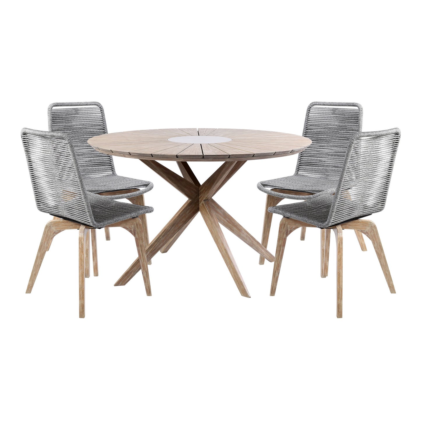 Oasis And Island - Outdoor 5 Piece Light Eucalyptus And Concrete Dining Set