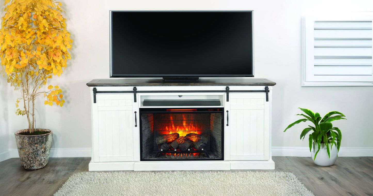 Carriage House - TV Console - Cottage White / Europen Dark