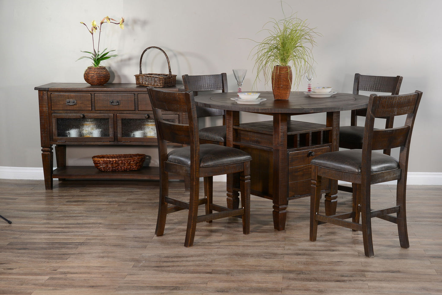 Homestead - Round Counter Height Dining Table - Tobacco Leaf