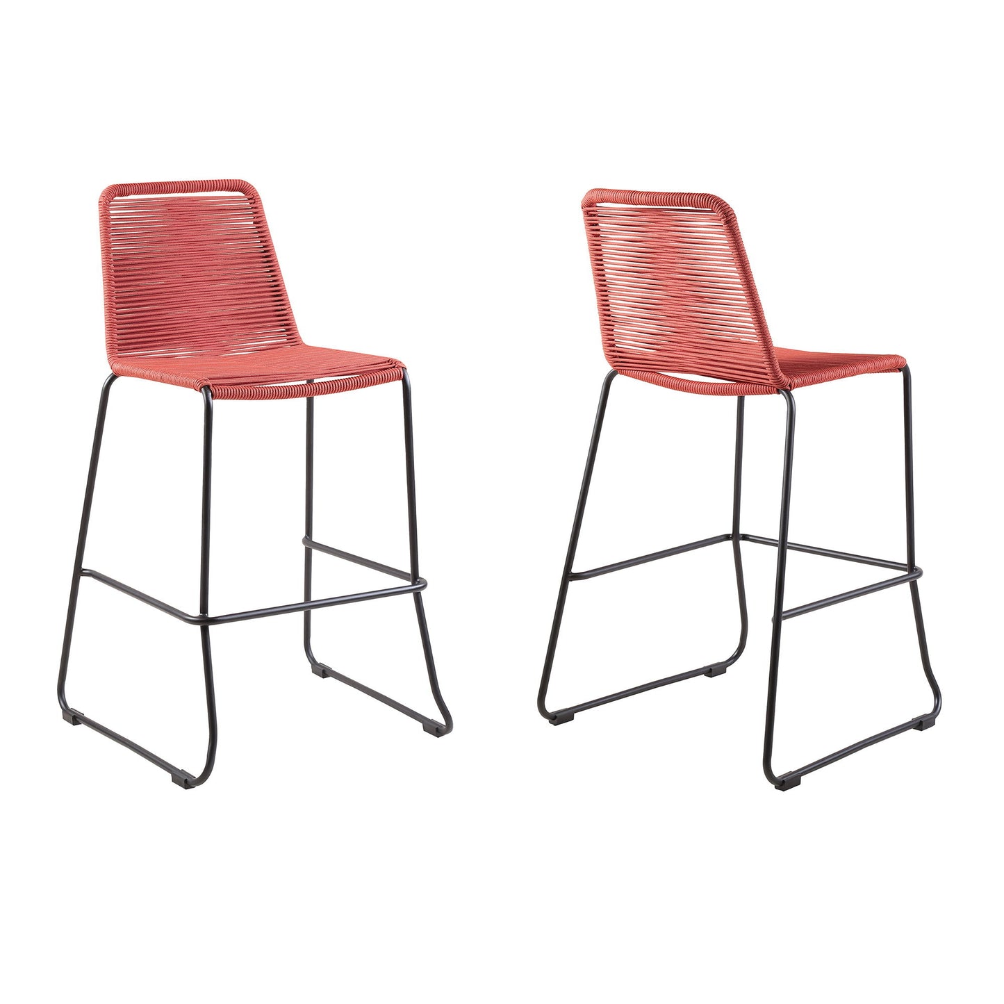 Shasta - 30" Outdoor Metal And Rope Stackable Barstool