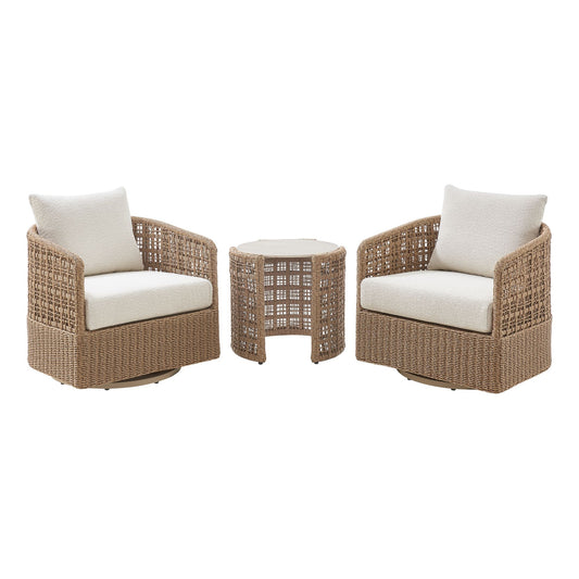Driftbay - Powder Coated Metal Outdoor Conversation Set With Cushions