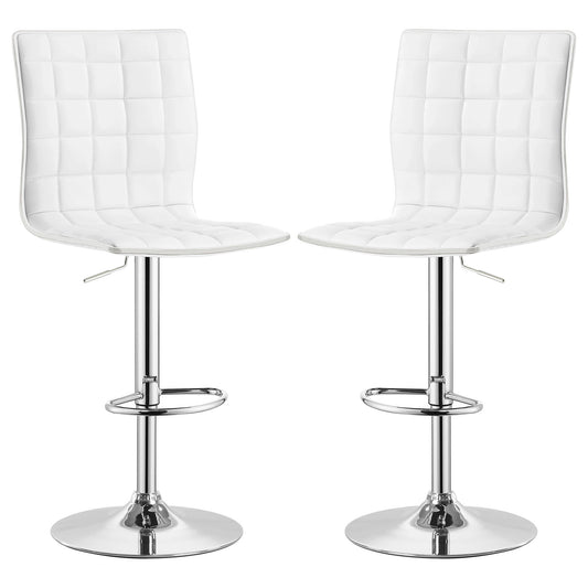 Ashbury Upholstered Adjustable Bar Stool White (Set of 2)