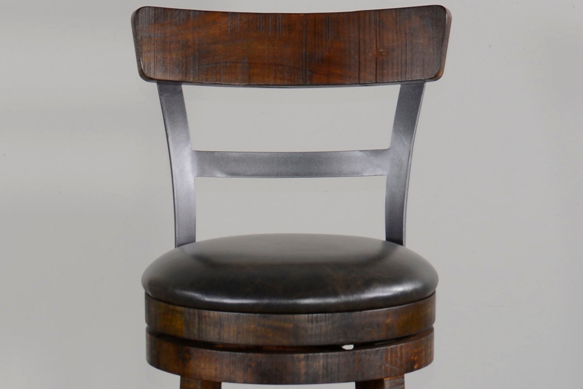 Homestead - Bar Bartool With Back & Swivel, Cushion Seat (Set of 2) - Tobacco Leaf