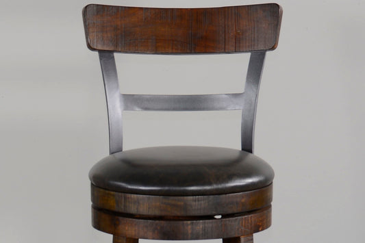 Homestead - Bar Bartool With Back & Swivel, Cushion Seat (Set of 2) - Tobacco Leaf
