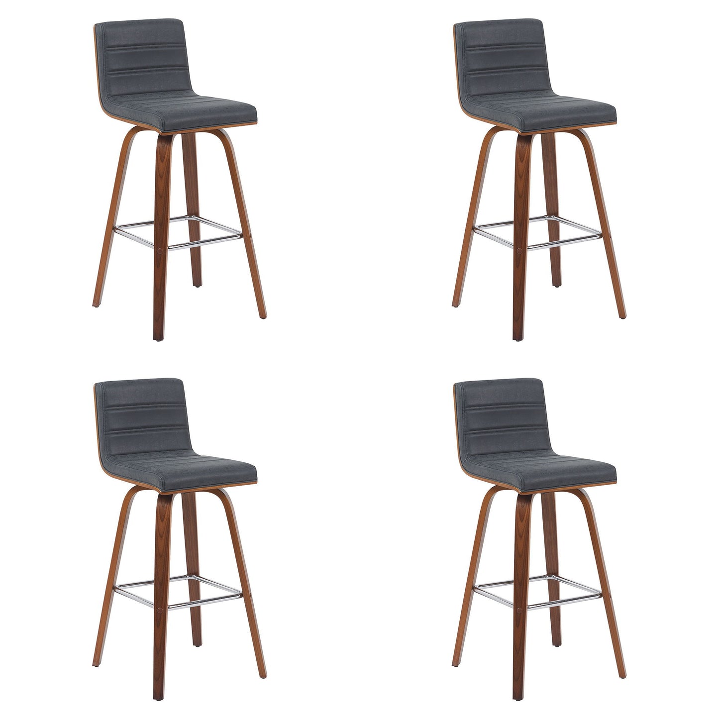 Vienna - Modern Swivel Bar Height Stool - Walnut Finished Wood Frame