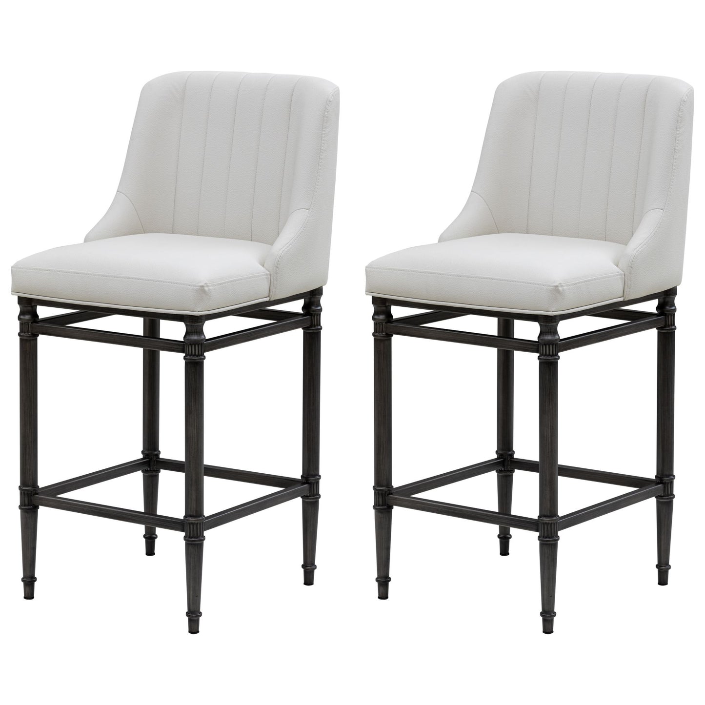 Marvin - Steel Frame Faux Leather Upholstered Counter Height Barstool