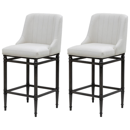 Marvin - Steel Frame Faux Leather Upholstered Counter Height Barstool