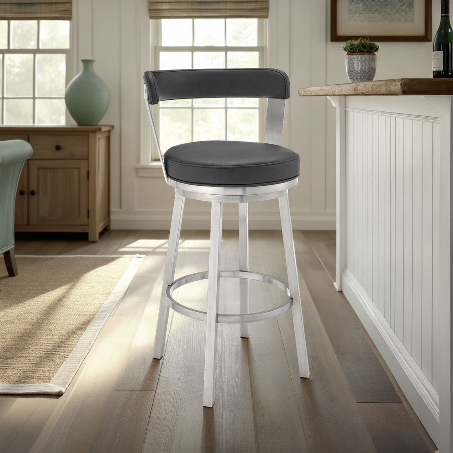 Bryant - Swivel Bar Stool With Silver Frame