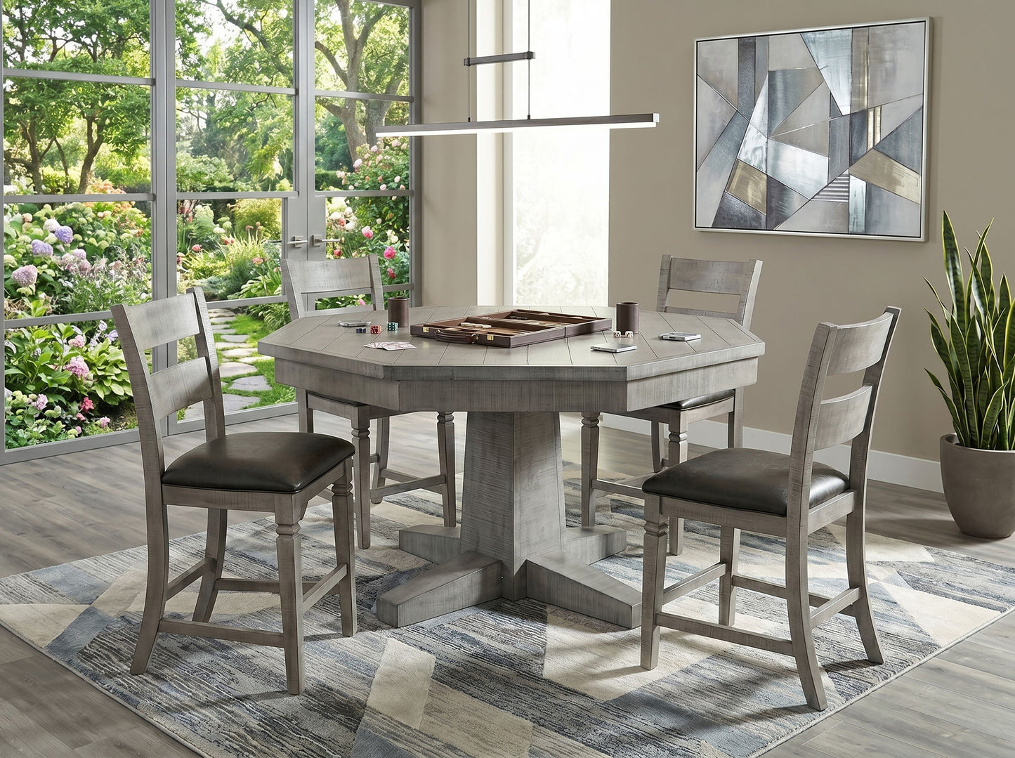 Alpine - Bar Ladderback Barstool, Cushion Seat (Set of 2) - Gray