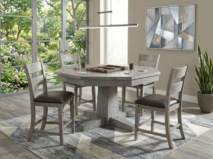 Alpine - Bar Ladderback Barstool, Cushion Seat (Set of 2) - Gray