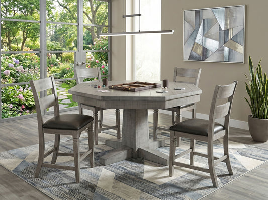 Alpine - Bar Ladderback Barstool, Cushion Seat (Set of 2) - Gray