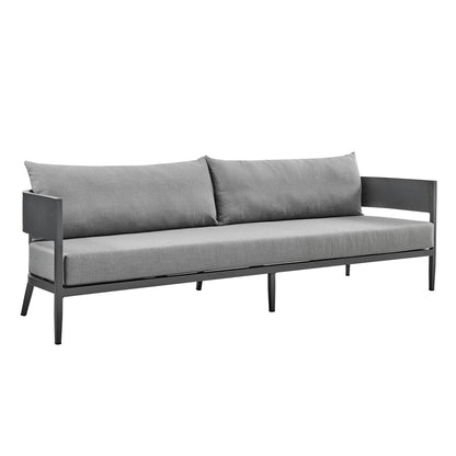 Menorca - 4 Piece Outdoor Aluminum & Outdoor Conversation Set - Dark Gray